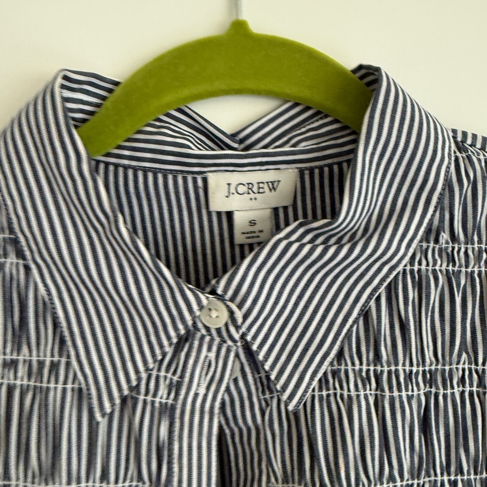 J.Crew Striped Smocked Tiered Shirtdress Size Small